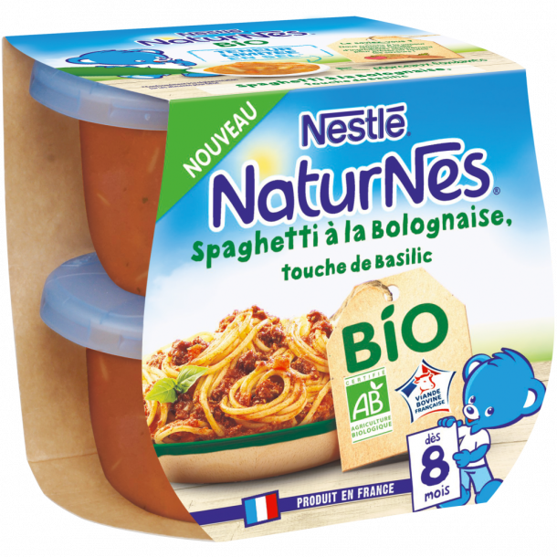 NATURNES® BIO Spaghetti à la Bolognaise, touche de Basilic (2x190g)